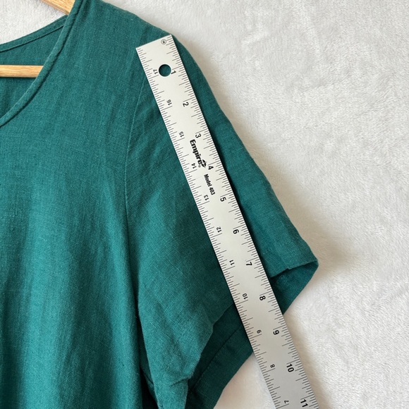 Yuvita womens green teal linen lagenlook casual flowy midi dress size small - Picture 6 of 10